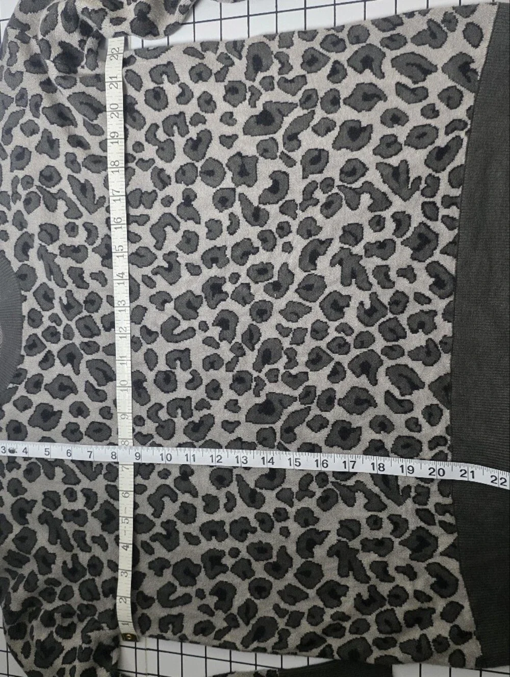Isaac Mizrahi Black and Gray Leopard Crewneck Sweater